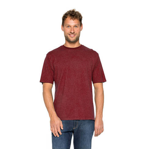 T-shirt van hennep en bio-katoen, kastanjebruin