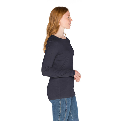 Shirt met lange mouwen van bio-scheerwol met bio-zijde, blauw