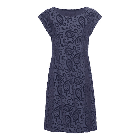 Intarsia jurk van bio-katoen, nachtblauw