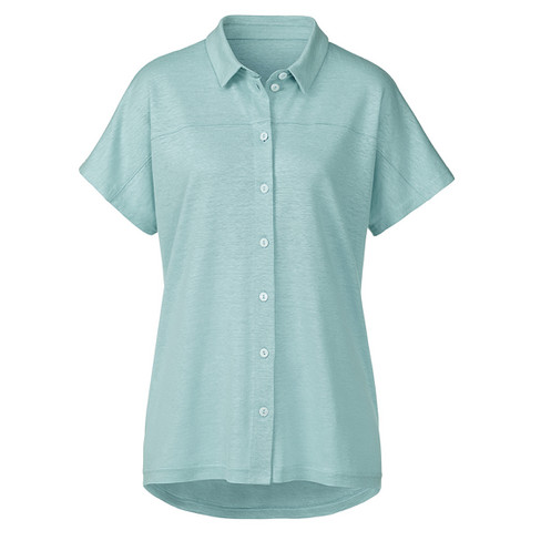 Linnen-jersey blouse, waterblauw
