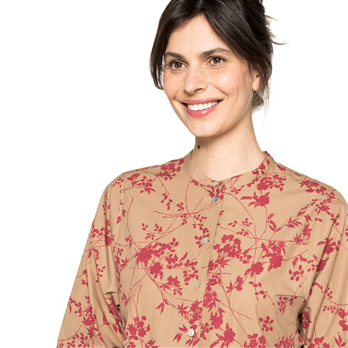 Bedrukte blouse van bio-katoen, camel-motief