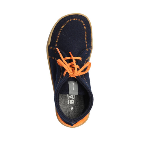 Barefoot schoen van scheerwol, zeeblauw