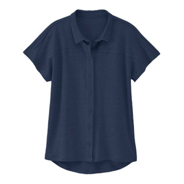 Linnen-jersey blouse, nachtblauw