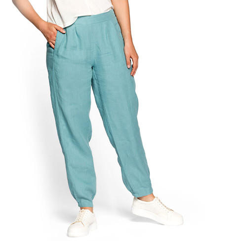 Comfortabele linnen broek, waterblauw