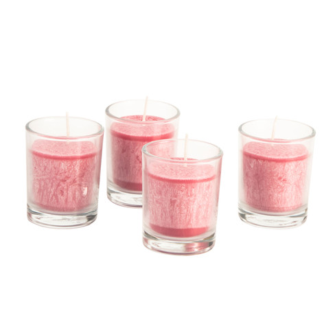 Image of Kaars in glas, 4-dlg. set, roze Maat: Ø 5,5 × h 6,5 cm