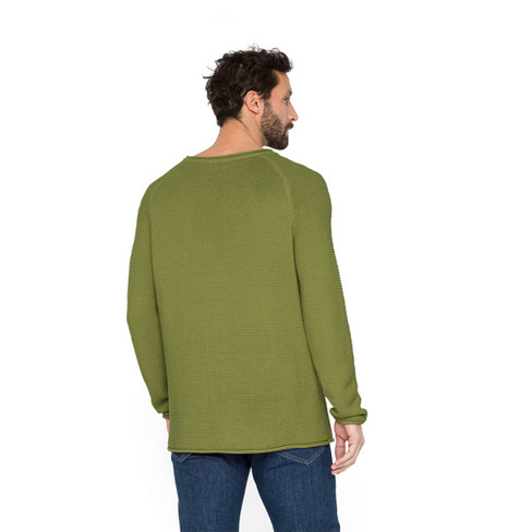 Pullover van bio-linnen en bio-katoen, kiwi