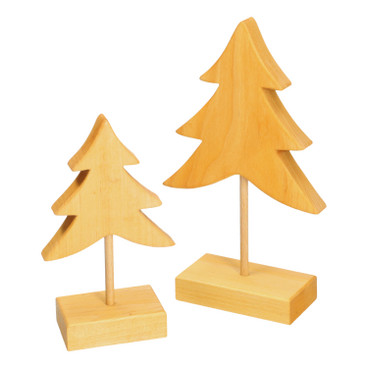 Kerstdecoratie dennenboom van elzenhout, 2-delige set