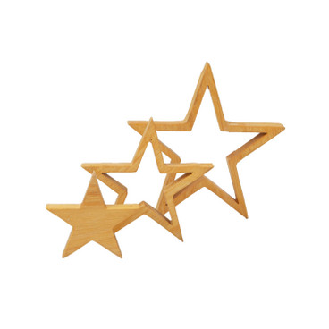 Decoratieve sterren van elzenhout, 3-delige set