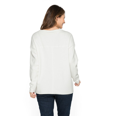 Fleece shirt met lange mouwen van bio-katoen, natuurwit