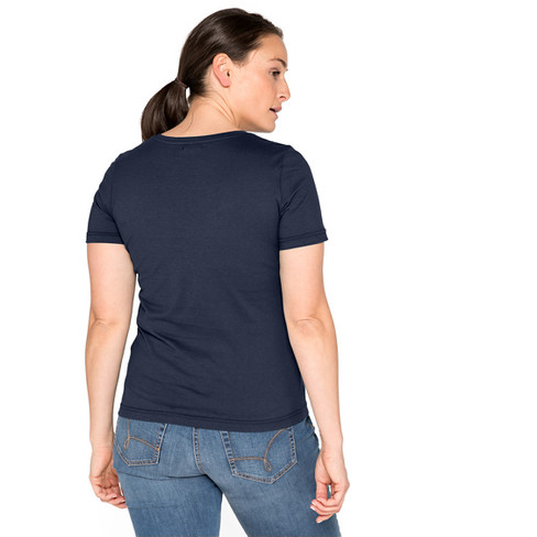 T-shirt met V-hals van bio-katoen, marine