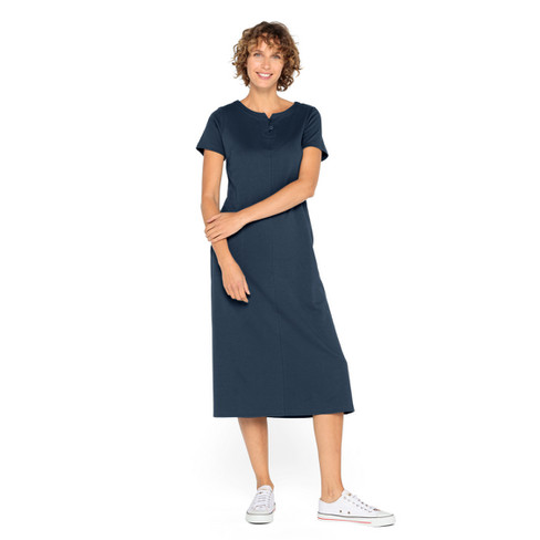 Jersey jurk lang van bio-katoen, marine