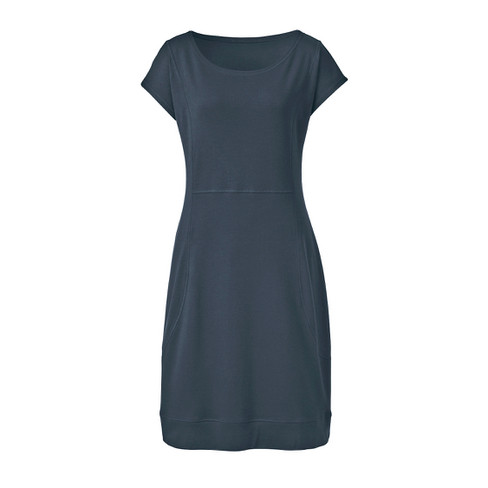 Jersey jurk met ronde hals van bio-katoen, blauw