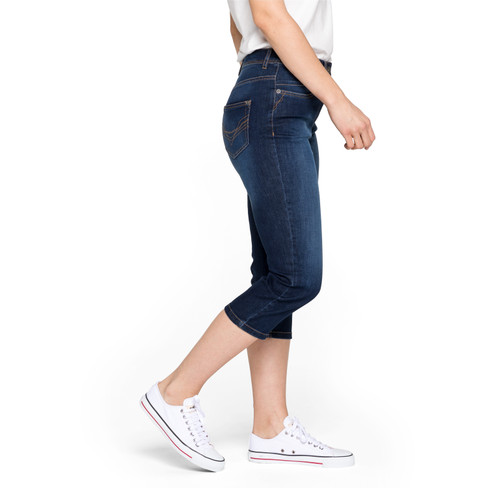 Elastische capri-jeans van bio-katoen in 4-pocket-style, donkerblauw