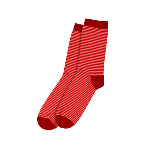 Gestreepte sokken van bio-katoen, rood