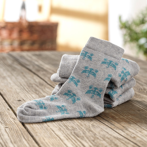 Sokken met Waschbär-logo van bio-katoen, grijs-gemêleerd
