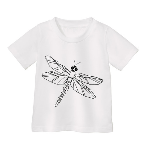 Image of T-shirt om in te kleuren van bio-katoen met elastaan, Libelle Maat: 110/116