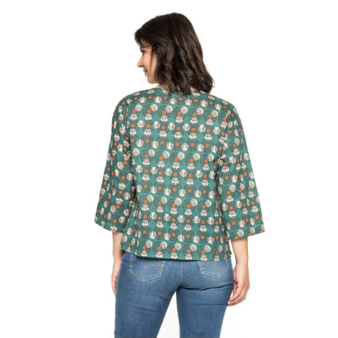 Bedrukte blouse van bio-katoen, zeegras-motief