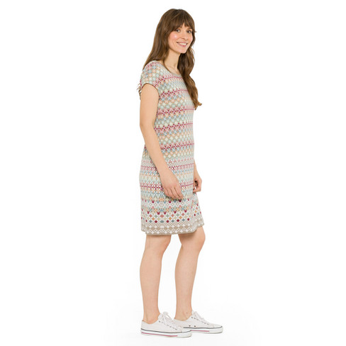 Jacquardgebreide jurk van zuiver bio-katoen, kleurrijk-motief