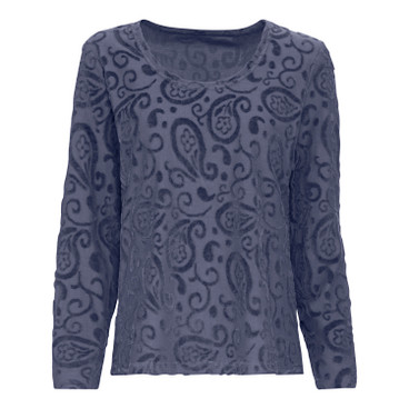 Intarsia Nicki shirt van bio-katoen, nachtblauw