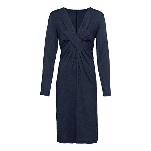 Jersey jurk van bio-merinowol, nachtblauw