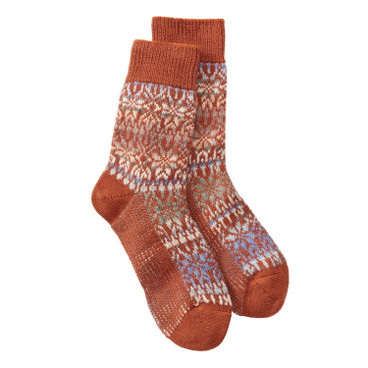 Noorse sokken van bio-scheerwol, kaneel-motief
