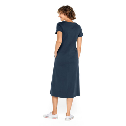 Jersey jurk lang van bio-katoen, marine