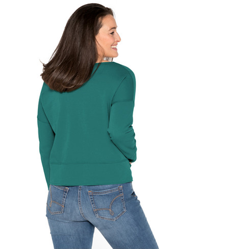 Sweatshirt van bio-katoen met boothals, groen