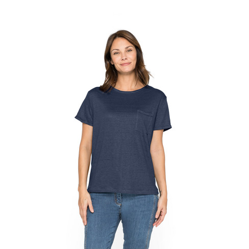T-shirt van linnen jersey, blauw