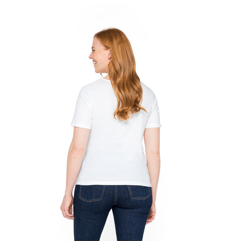 T-shirt in wikkel-look van bio-katoen, natuurwit