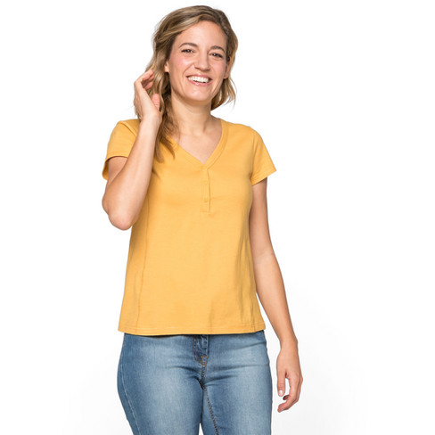 T-shirt van bio-katoen, geel