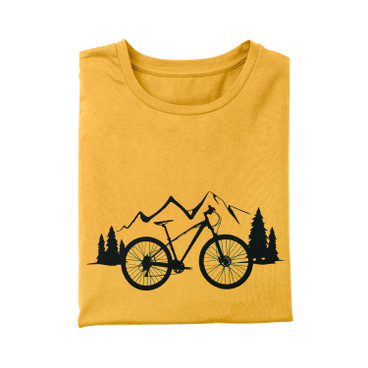 T-Shirt met fietsmotief van bio-katoen, geel
