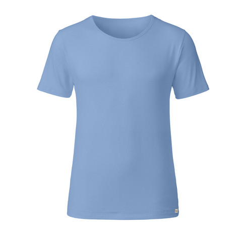 T-shirt van bio-katoen met elastaan, nachtblauw