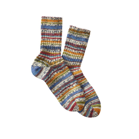 Kleurrijk gestreepte sokken van bio-scheerwol, kleurrijk