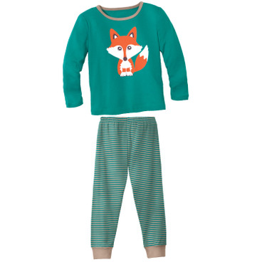 Pyjama met vossenprint van bio-katoen, smaragd