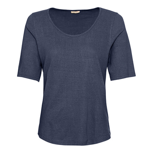 Image of Shirt met korte mouwen van bourette zijdenjersey, oceaan Maat: 44/46