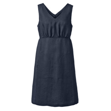 Linnen jurk in Empire-stijl van zuiver linnen, nachtblauw