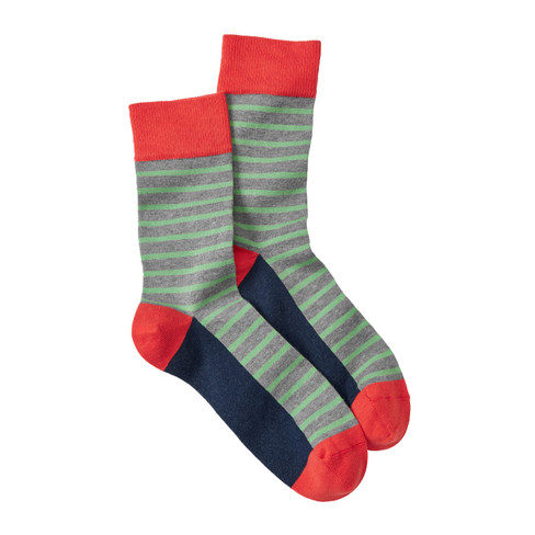 Gestreepte sokken van bio-katoen, grijs-meerkleurig