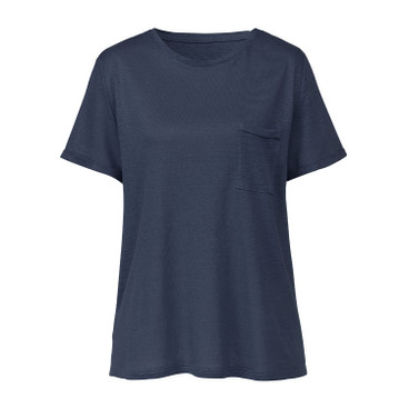 T-shirt van linnen jersey, nachtblauw