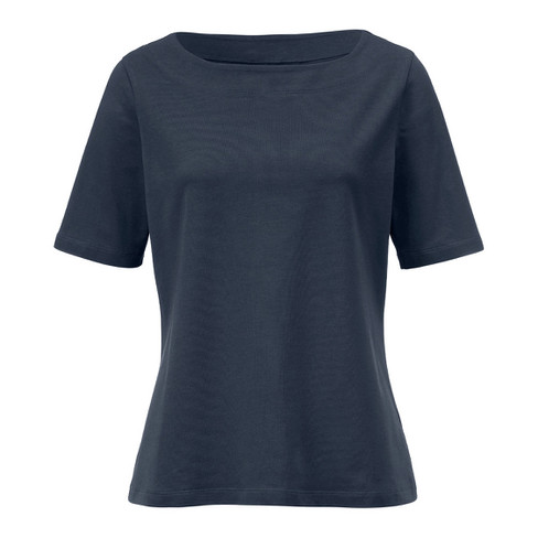 Image of Getailleerd T-shirt van bio-katoen, nachtblauw Maat: 42