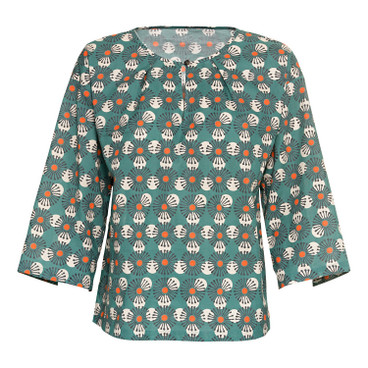 Bedrukte blouse van bio-katoen, zeegras-motief