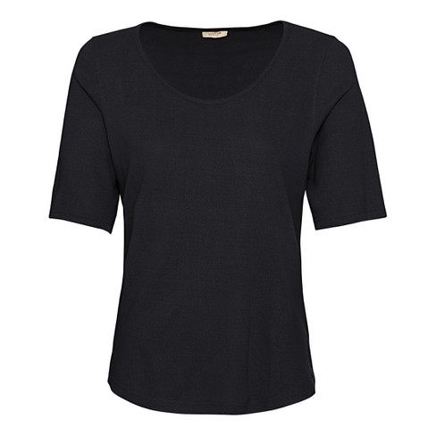 Image of Shirt met korte mouwen van bourette zijdenjersey, zwart Maat: 40/42