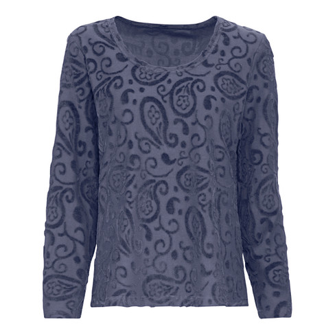 Image of Intarsia Nicki shirt van bio-katoen, nachtblauw Maat: 36