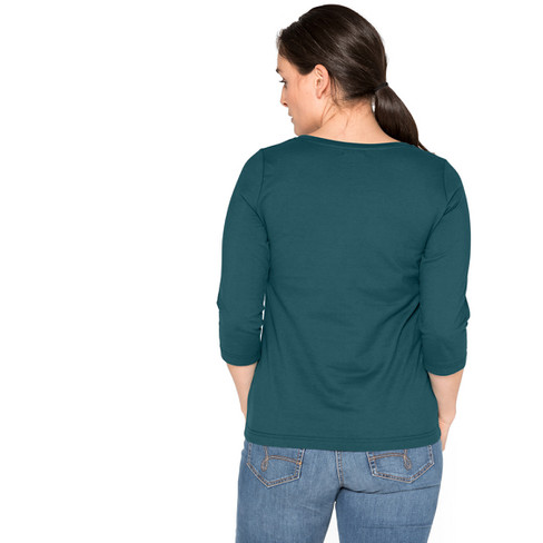 Shirt met 3/4-mouw van bio-katoen, smaragd
