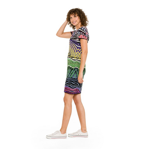 Gebreide jurk in een mix van motieven, van zuiver bio-katoen, kleurrijk-motief