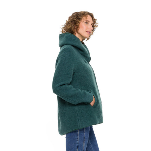 Walkstof jas van bio-wol met bio-katoen, smaragd