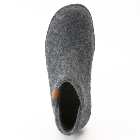 Wolvilten pantoffels, grijs