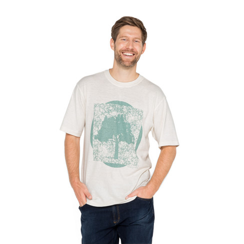 T-shirt met print van hennep en bio-katoen, natuur-bedrukt