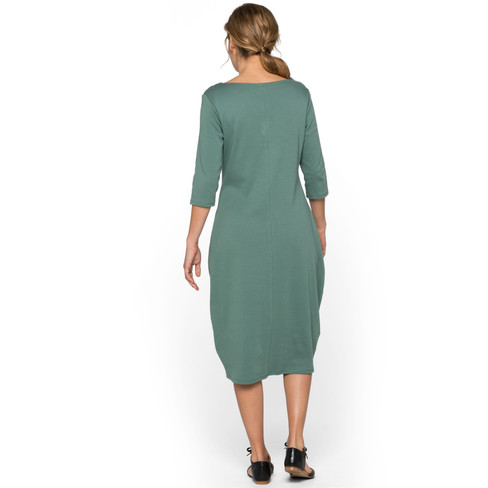 Jersey jurk van bio-katoen in tulpmodel zijzakken, zeegras