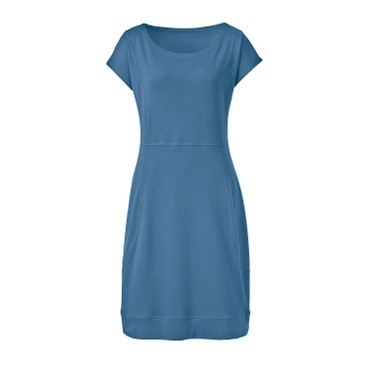 Jersey jurk met ronde hals van bio-katoen, jeansblauw