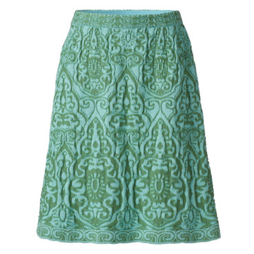 Jacquardgebreide rok met ornamentmotief van bio-katoen, petrol-motief